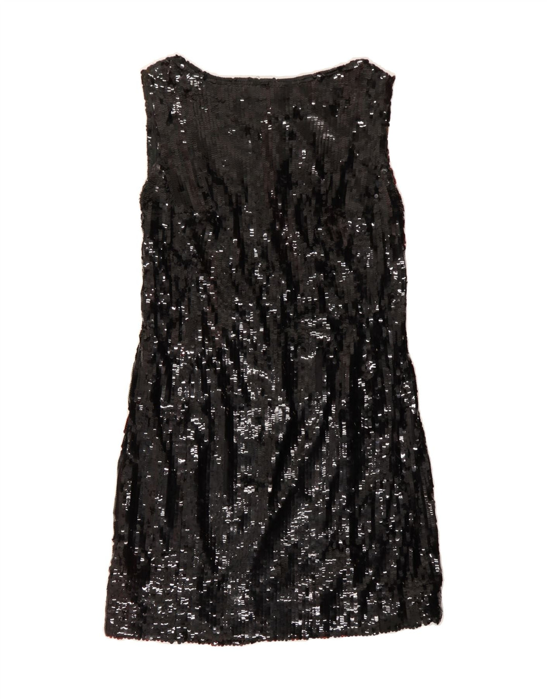 VINTAGE Womens Sleeveless Sequin Shift Dress UK 12 Medium Black Vintage Vintage and Second-Hand Vintage from Messina Hembry 