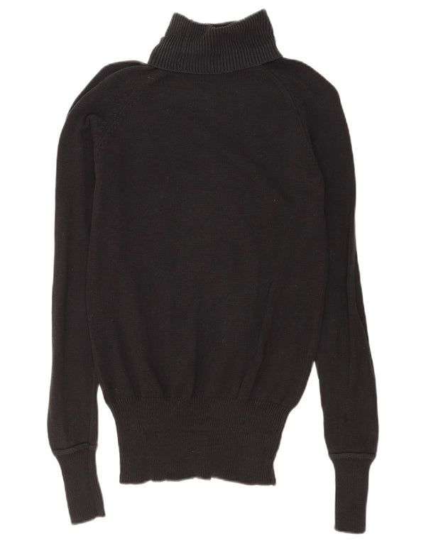 Zara Womens Roll Neck Jumper Sweater UK 14 Medium Navy Blue Cotton