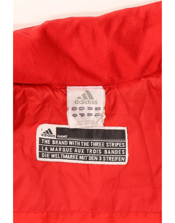Adidas Mens Padded Jacket UK 38 Medium Red Colourblock Polyester