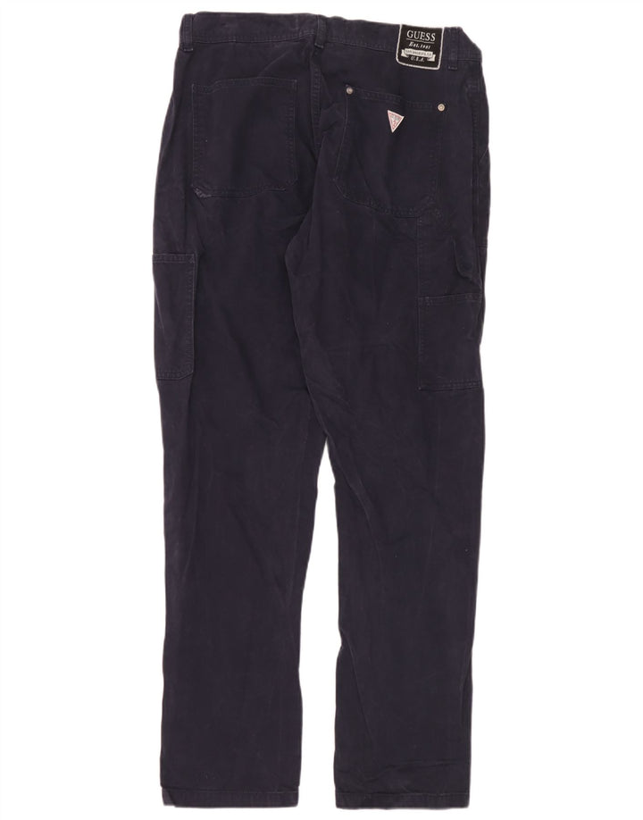 Guess Mens Straight Cargo Trousers W32 L32 Navy Blue