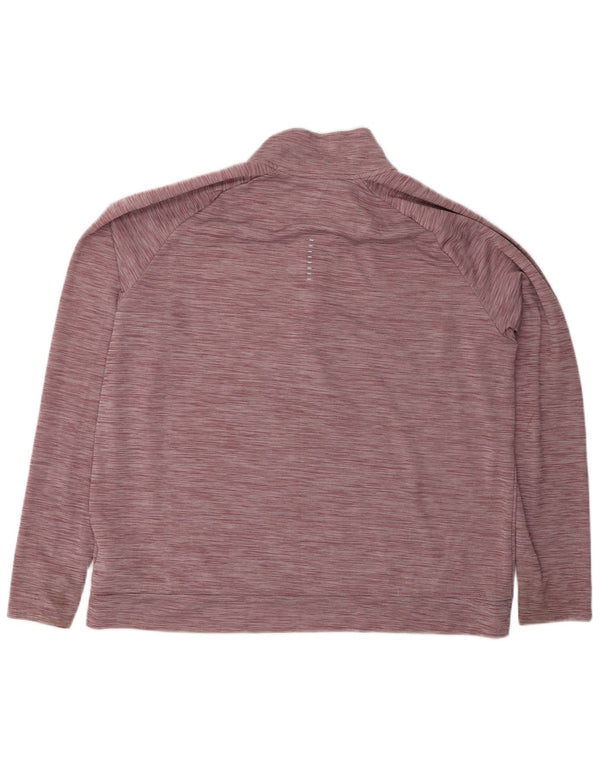 Nike Maglia da corsa da uomo con zip e collo a maniche lunghe XL in poliestere screziato rosso sportivo
