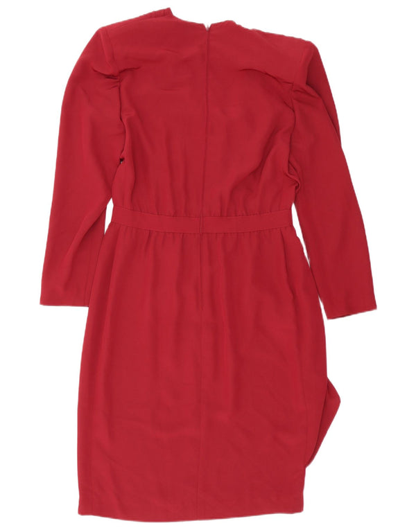 Luisa Spagnoli Damen Langarm-Etuikleid UK 14 Medium Burgund