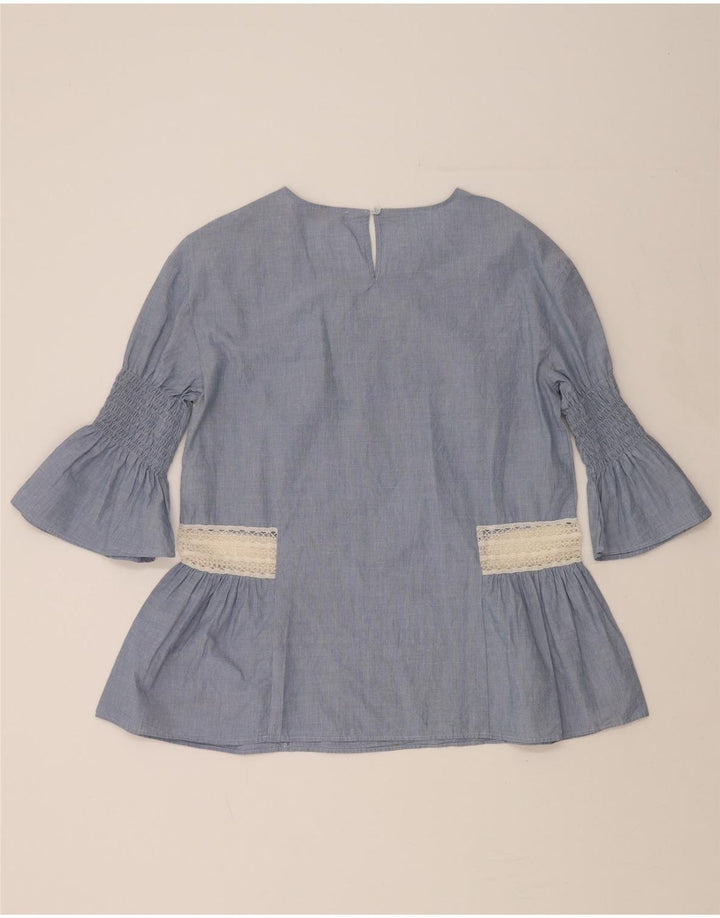 TRUSSARDI Womens 3/4 Sleeve Blouse Top UK 12 Medium Blue Vintage Trussardi and Second-Hand Trussardi from Messina Hembry 