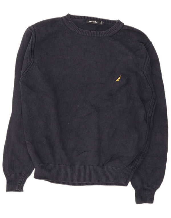 Nautica Mens Crew Neck Jumper Sweater Small Navy Blue Cotton
