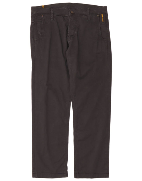 Meltin' Pot Mens Straight Chino Trousers W33 L30 Grey Cotton