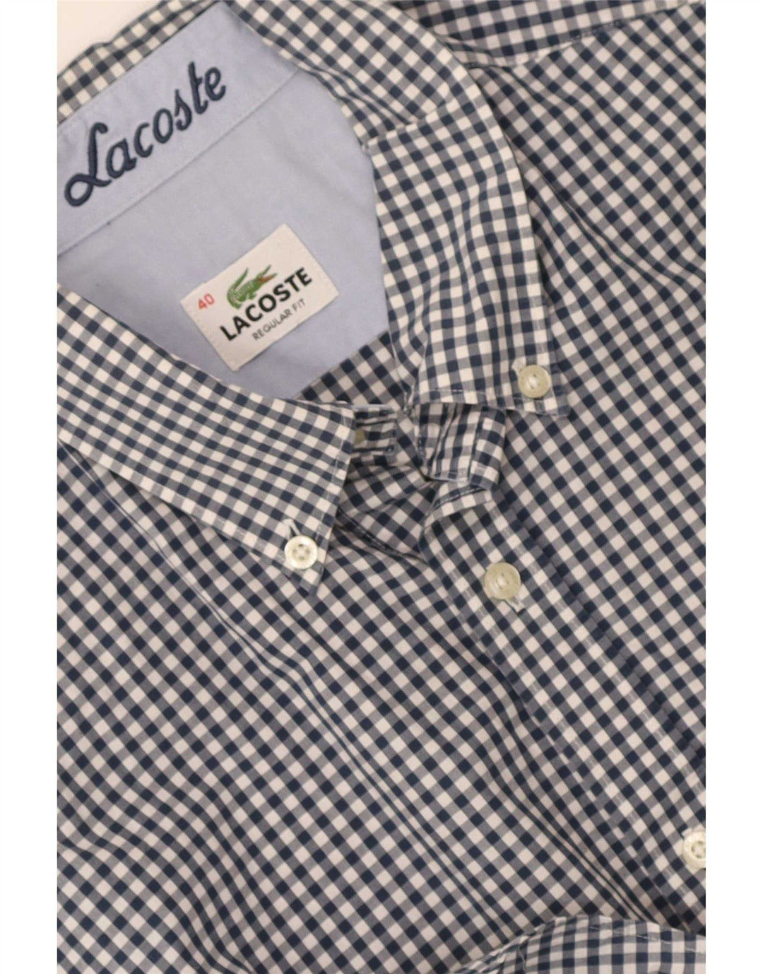 Camicia a maniche corte da uomo Lacoste taglia 40 medio blu navy a quadretti