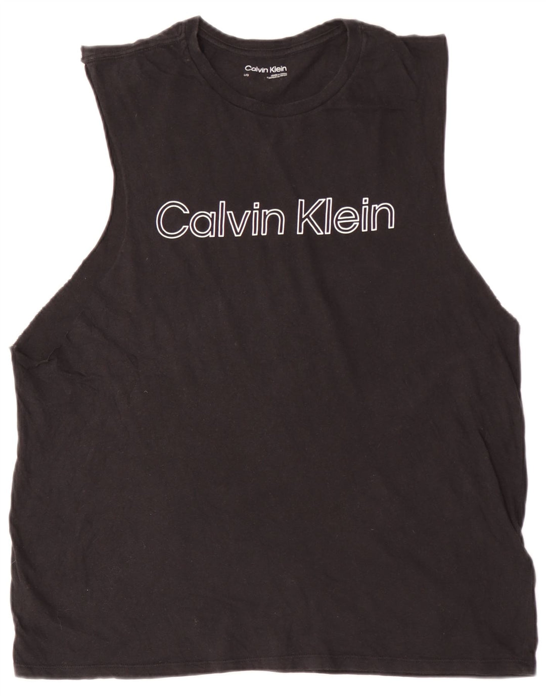 CALVIN KLEIN Mens Graphic Vest Top Large Black Cotton