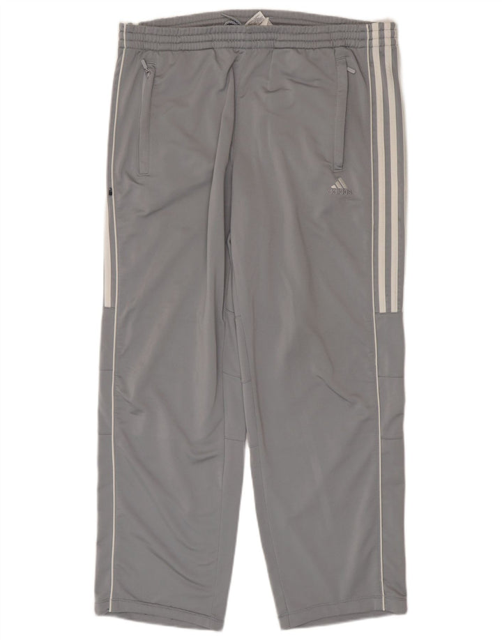 ADIDAS Mens Tracksuit Trousers Medium Grey Polyester Sports