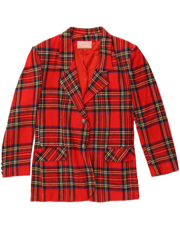Vintage Womens 2 Button Blazer Jacket IT 44 Medium Red Check Wool
