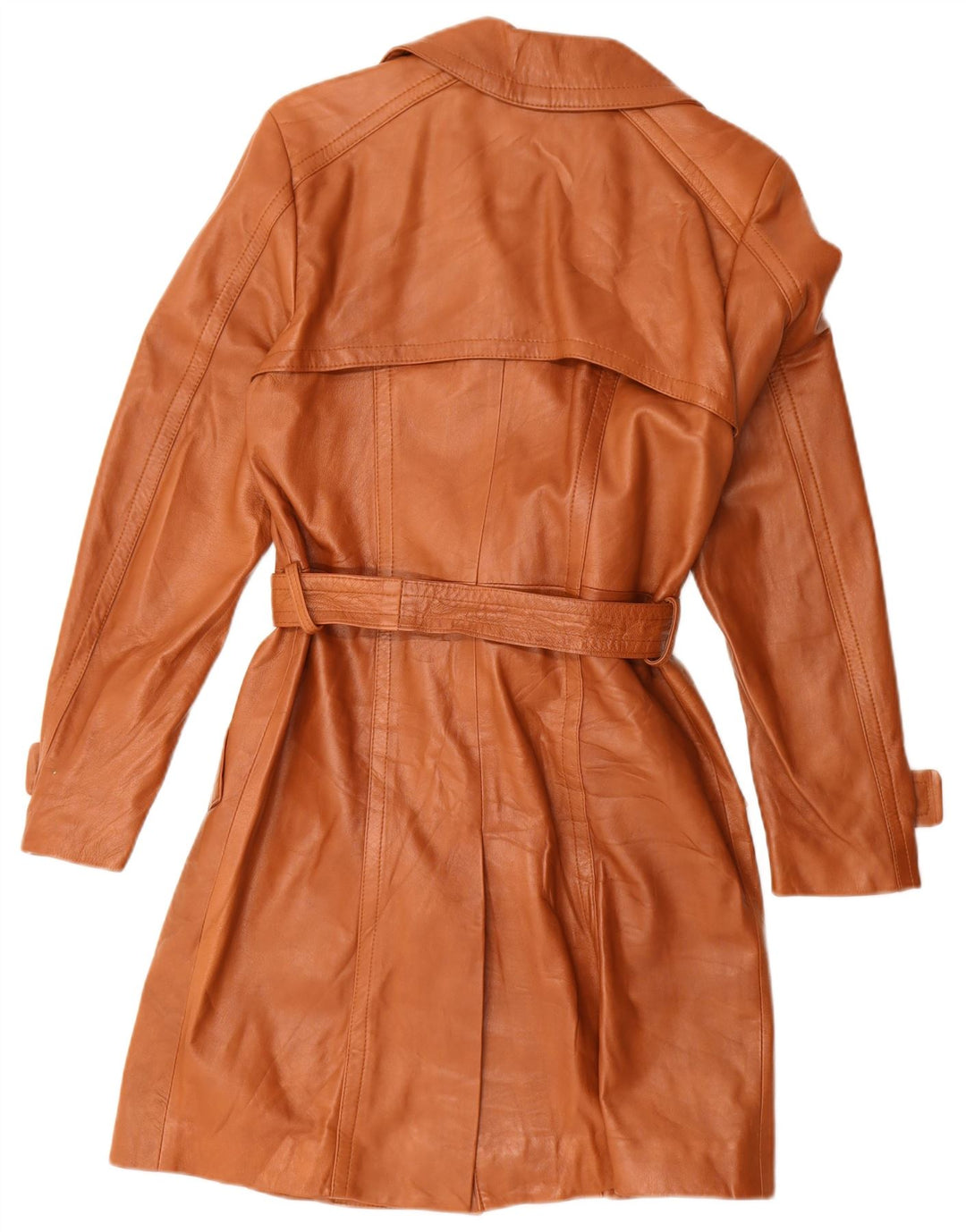 Vintage Womens Leather Coat UK 10 Small Brown Leather