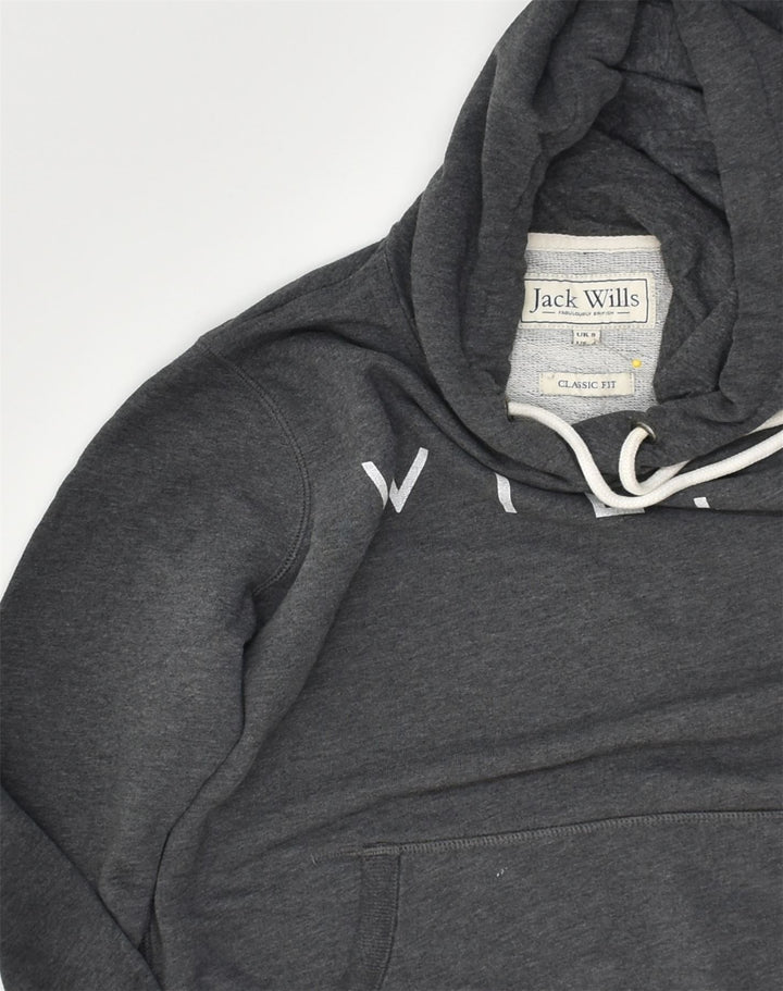 JACK WILLS Womens Graphic Classic Fit Hoodie Jumper UK 8 Small  Grey | Vintage Jack Wills | Thrift | Second-Hand Jack Wills | Used Clothing | Messina Hembry 