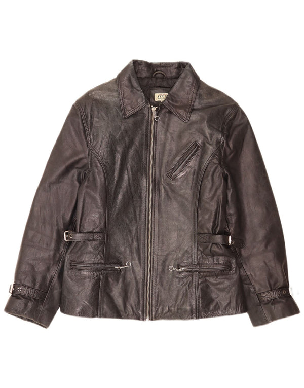 Sixty Womens Leather Jacket UK 14 Large Black