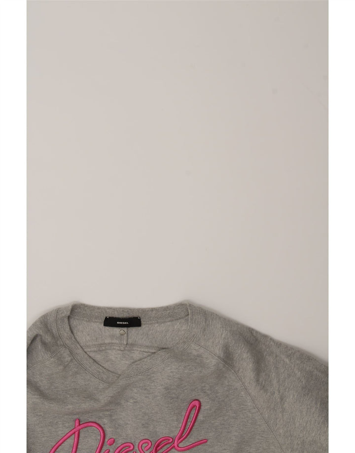 DIESEL Womens Graphic Sweatshirt Jumper UK 14 Medium Grey Cotton Vintage Diesel and Second-Hand Diesel from Messina Hembry 