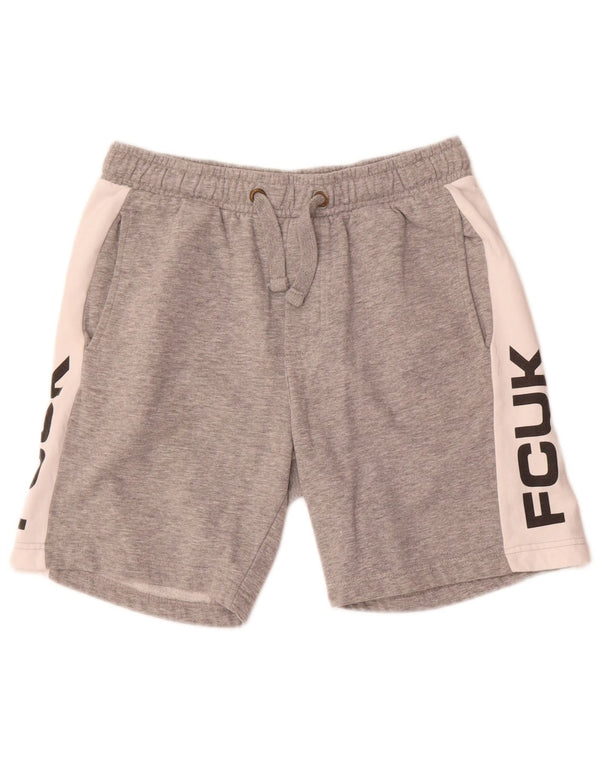 Pantaloncini sportivi grafici French Connection da uomo Fcuk XS in cotone color block grigio