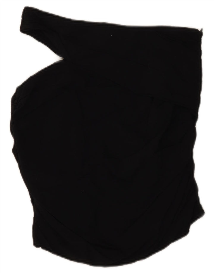 Zara Womens Crop One Shoulder Top UK 12 Medium Black Viscose