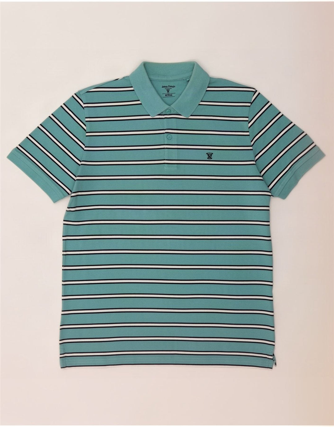 James Pringle Mens Polo Shirt Medium Blue Striped Cotton