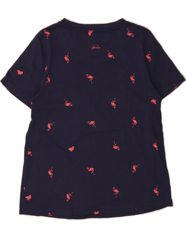 JOULES Womens Abstract Pattern T-Shirt Top UK 12 Medium Navy Blue Cotton Vintage Joules and Second-Hand Joules from Messina Hembry 