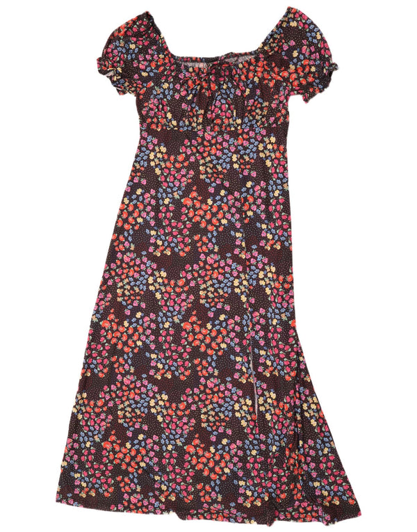 Lipsy Damen-Maxikleid, Größe S, Schwarz, Blumenmuster, Polyester