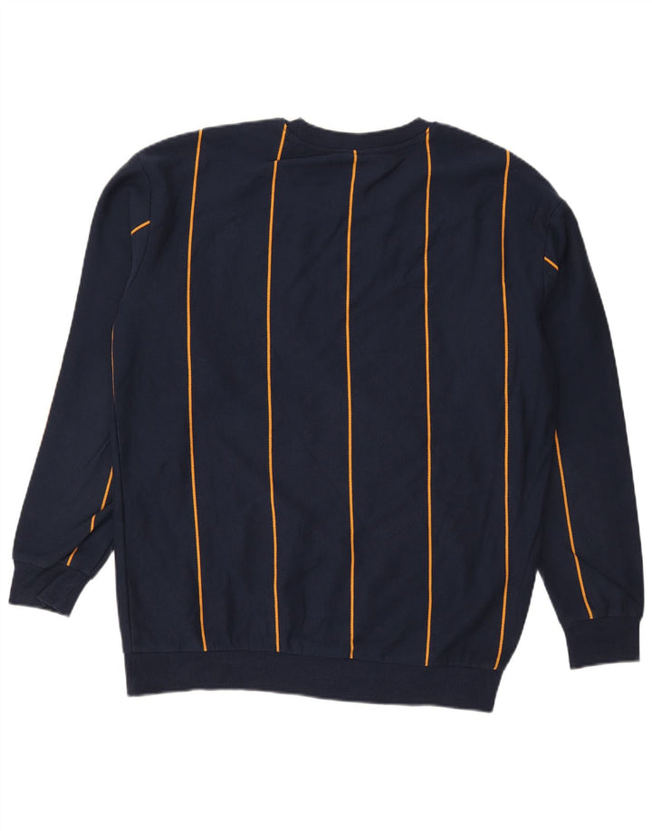 Zara Mens Sweatshirt Jumper Large Navy Blue Striped Cotton