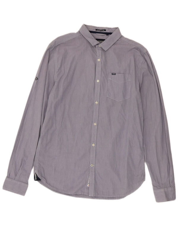 Superdry Mens Shirt XL Blue Pinstripe Cotton