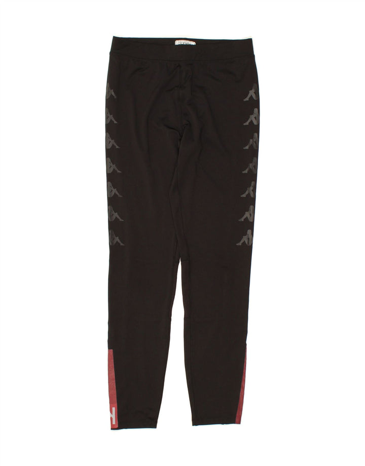 KAPPA Womens Graphic Leggings UK 14 Medium Black Polyester Vintage Kappa and Second-Hand Kappa from Messina Hembry 