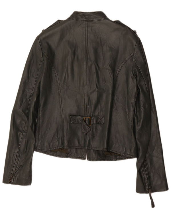 Sasch Womens Military Crop Læderjakke UK 14 Large Green