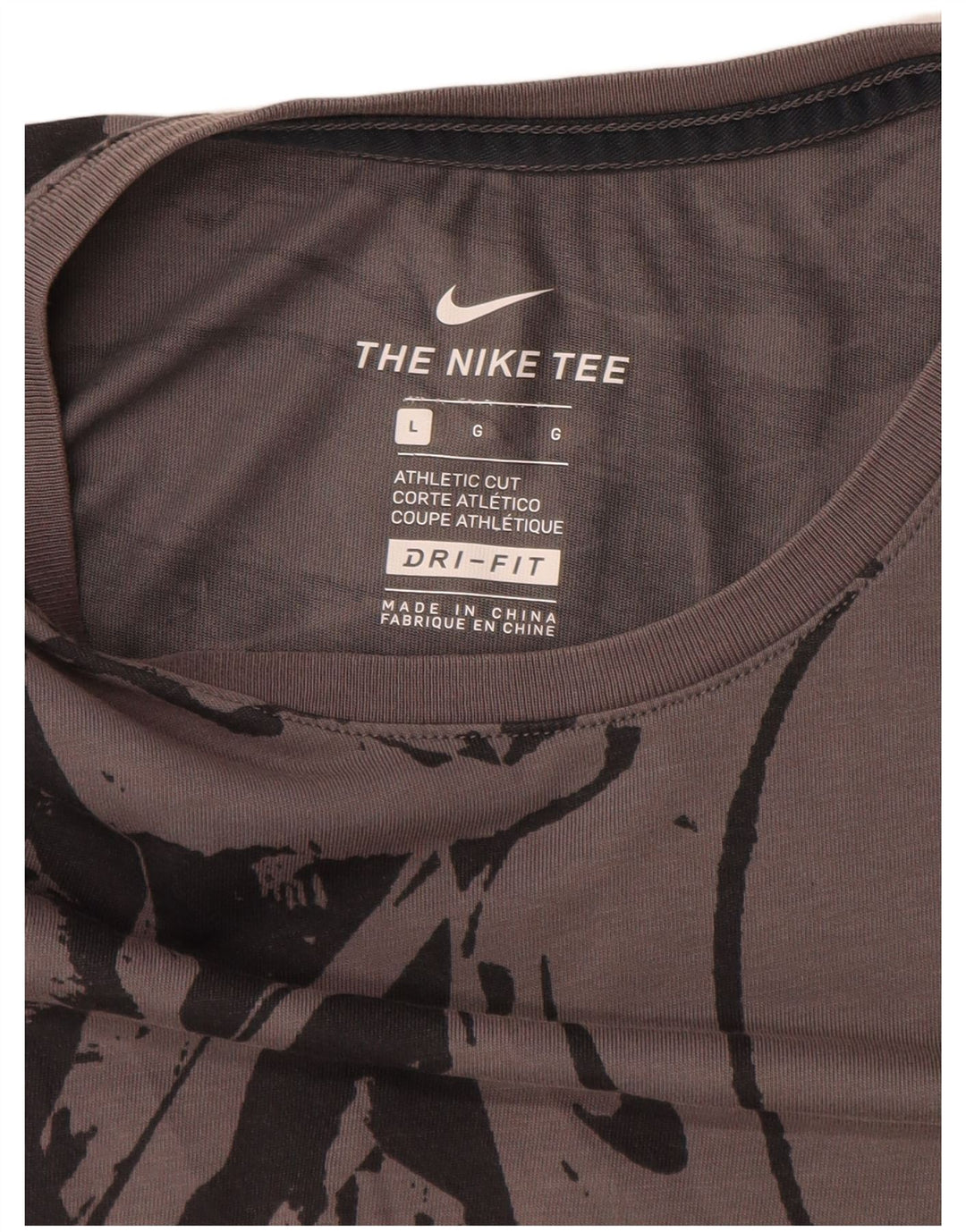 Nike Mens Dri Fit Abstract Pattern Graphic T-Shirt Top Large Grey