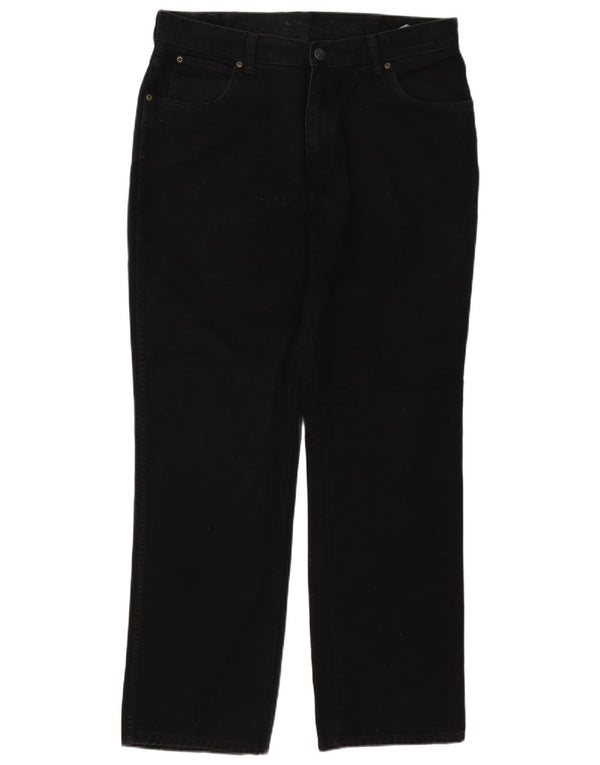 Wrangler Mens Regular Fit Straight Jeans W36 L32 Black Cotton