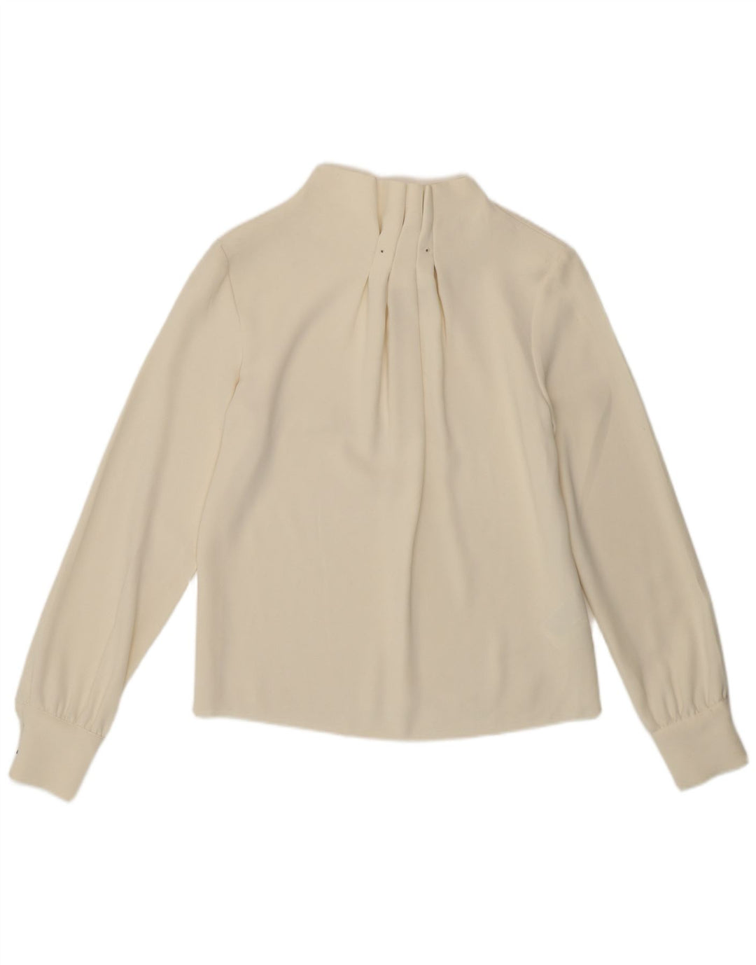 BENETTON Womens Long Sleeve Blouse Top UK 10 Small Off White Polyester
