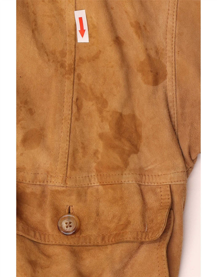 Vintage Mens Suede Bomber Jacket IT 54 2XL Brown Retro