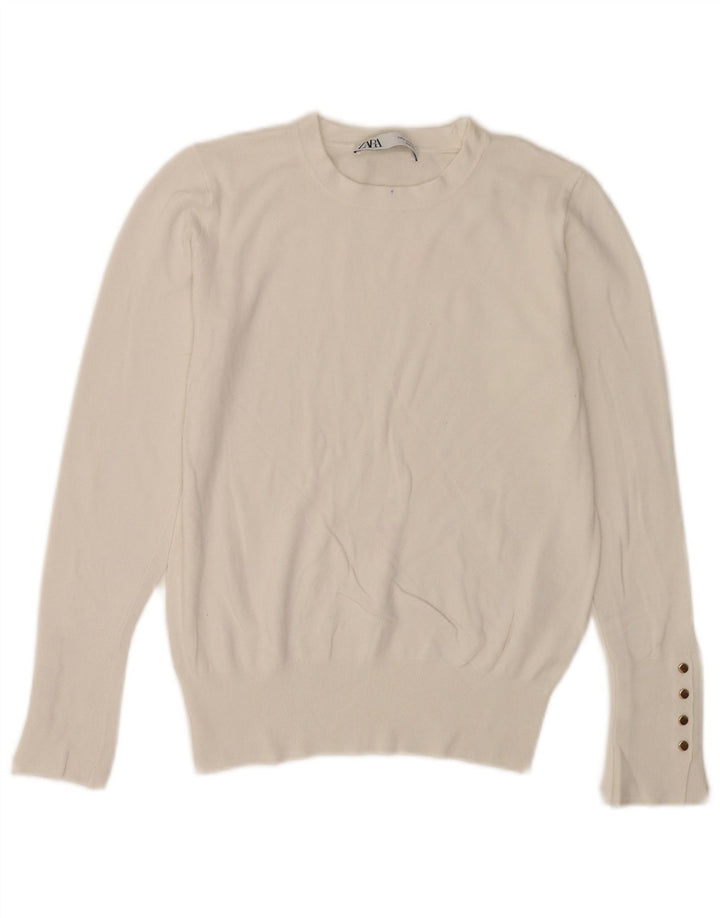 Maglione maglione girocollo da donna Zara UK 12 bianco medio