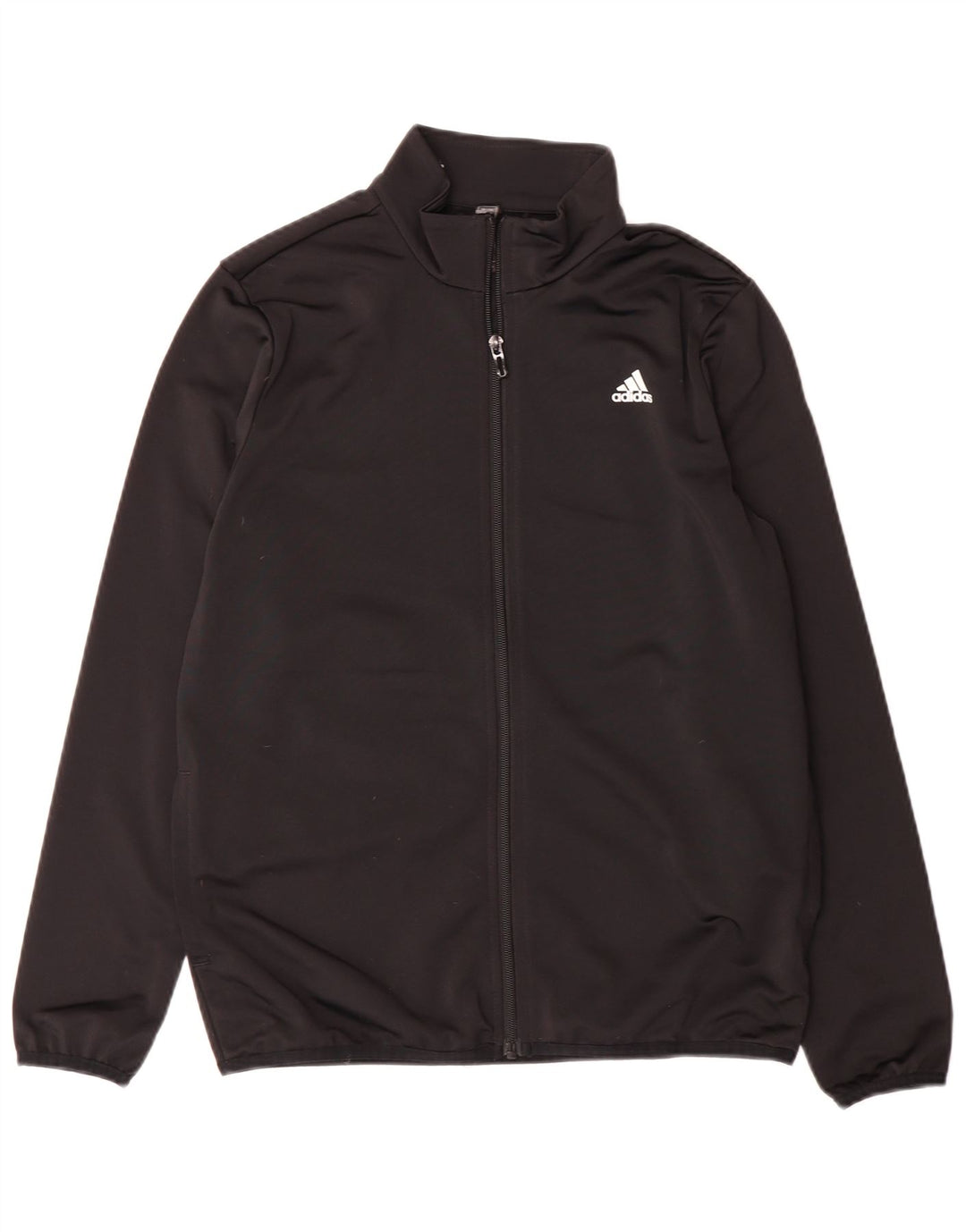ADIDAS Boys Graphic Tracksuit Top Jacket 13-14 Years Black Polyester