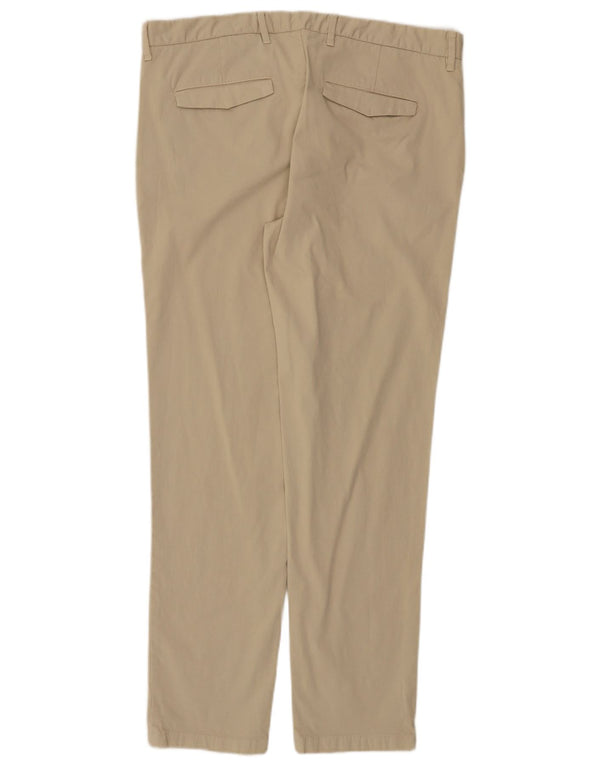 Benetton Mens Slim Fit Chino Trousers IT 52 XL W36 L30 Beige Cotton