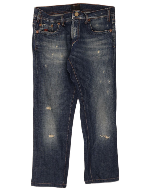 Energie Womens Distressed Straight Jeans W33 L25 Blue Cotton