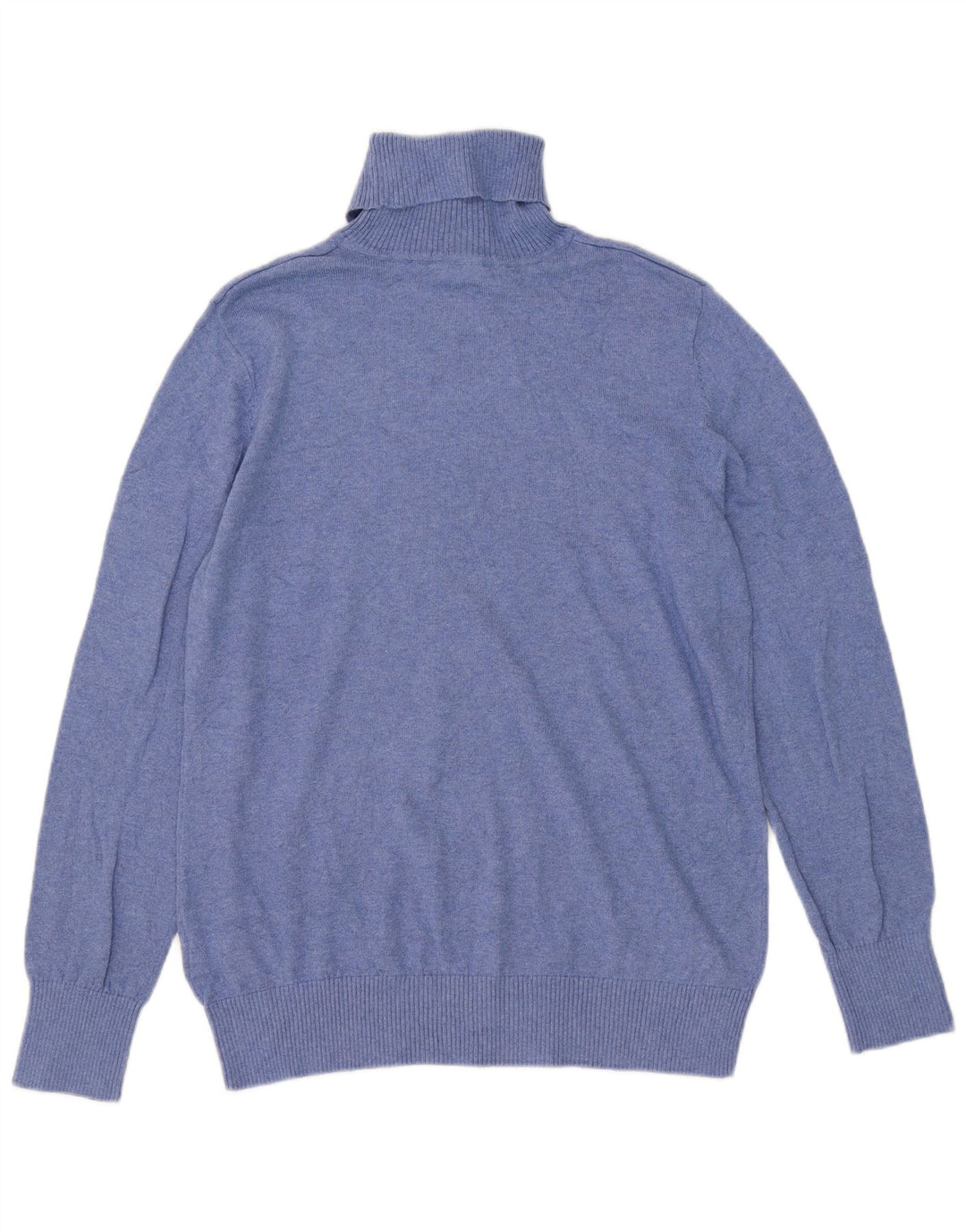 L.L.Bean Mens Roll Neck Jumper Sweater Large Blue Cotton