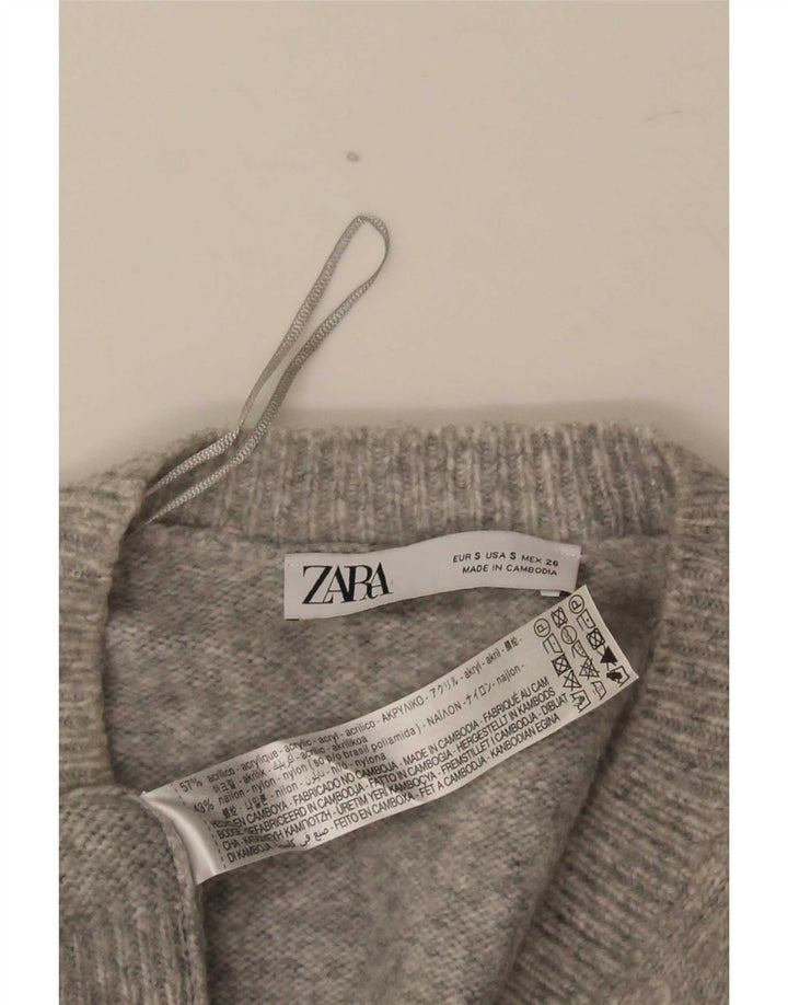 Maglione Zara da uomo con scollo a V piccolo in acrilico grigio