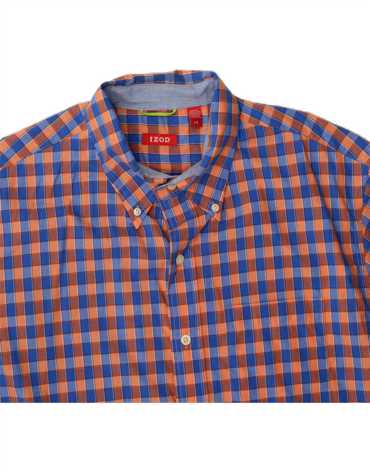 IZOD Mens Short Sleeve Shirt Large Blue Check Cotton Vintage Izod and Second-Hand Izod from Messina Hembry 