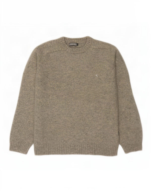 Diadora Womens Crew Neck Jumper Sweater UK 16 Large Grey Flecked Wool