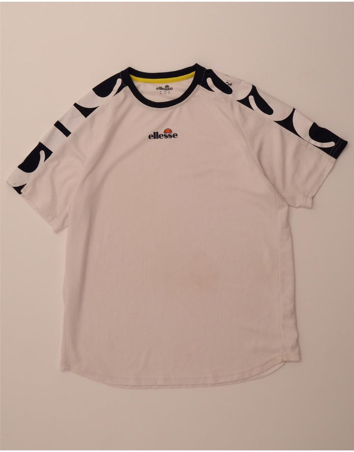 ELLESSE Mens Graphic T-Shirt Top XL White Vintage Ellesse and Second-Hand Ellesse from Messina Hembry 