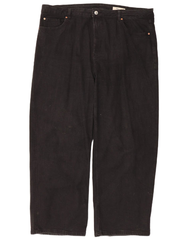 Marks & Spencer Womens Wide Leg Jeans UK 22 3XL W42 L29 Black Cotton
