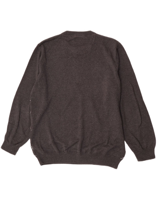 Męski sweter z okrągłym dekoltem Fynch Hatton 2XL Szary Argyle/Diamentowa bawełna