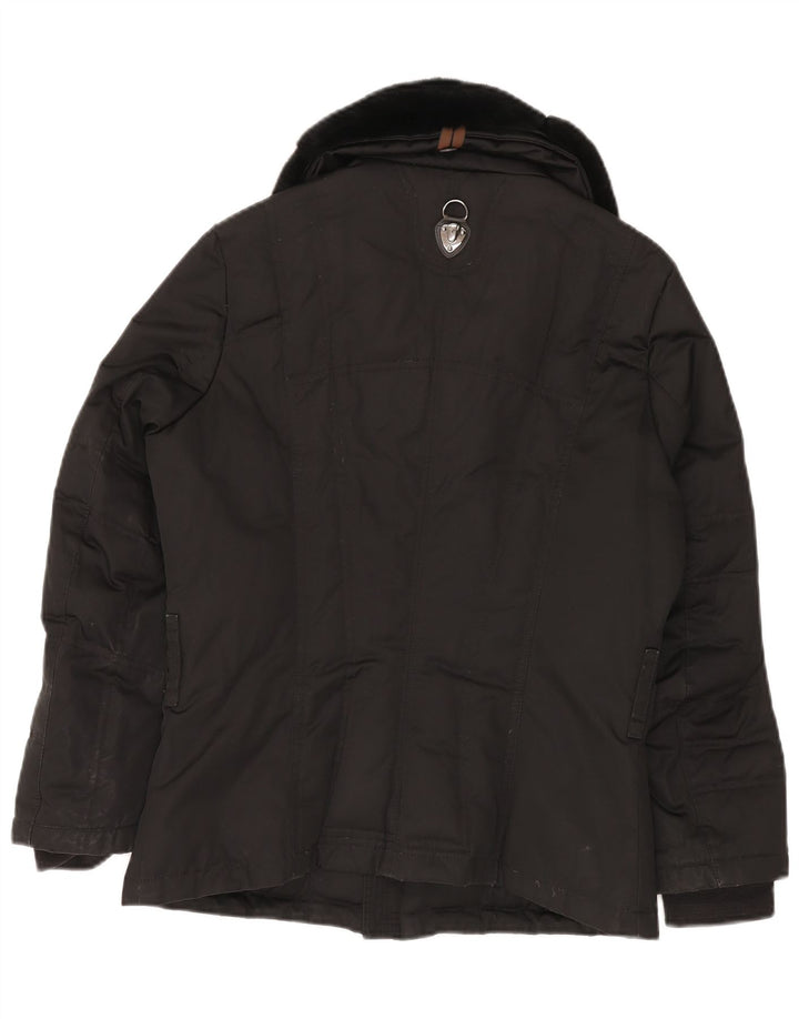 PIERO GUIDI Damen Übergroße wattierte Jacke UK 10 Small Schwarz Baumwolle