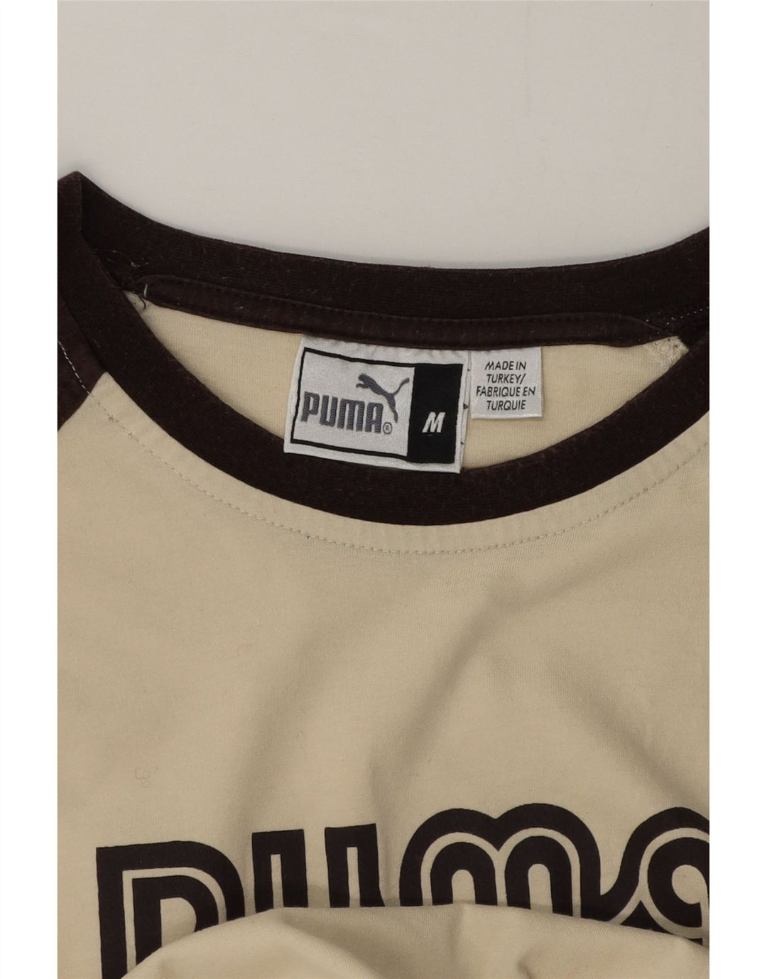 Puma Mens Graphic T-Shirt Top Medium White Colourblock Cotton