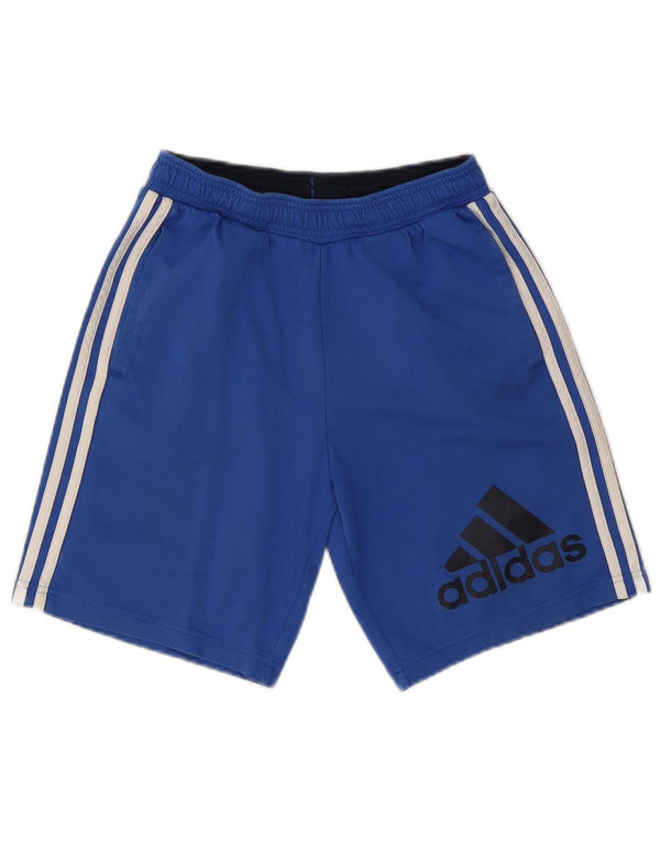 Adidas Boys Graphic Sport Shorts 13-14 Years Blue Cotton