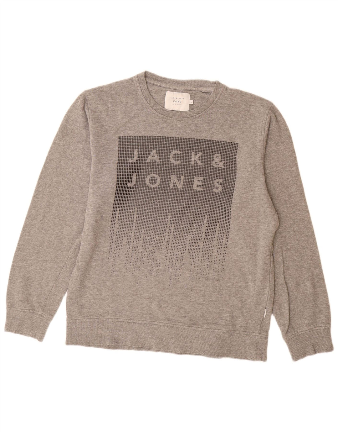 Jack & Jones Mens Graphic Sweatshirt Jumper Large Grey Cotton