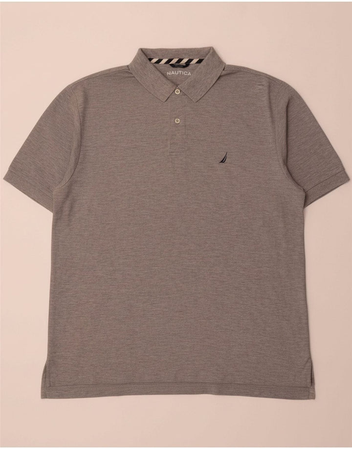 NAUTICA Mens Polo Shirt Medium Grey Cotton