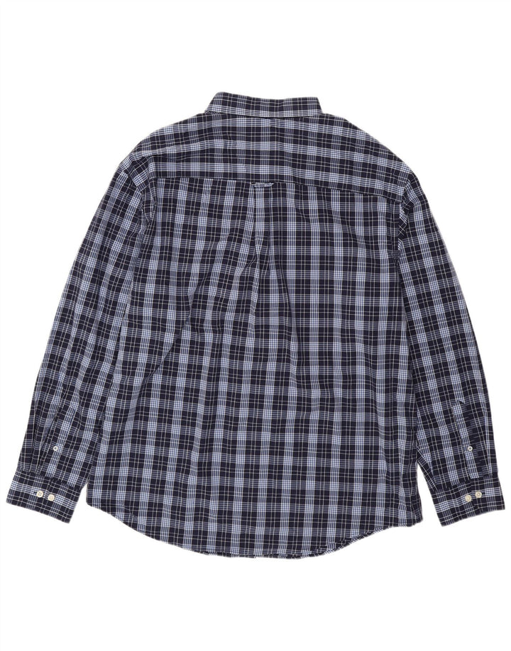 Izod Mens Shirt 2XL Navy Blue Check Cotton