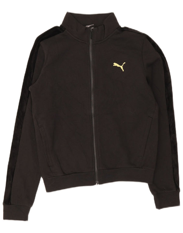 Puma Womens Graphic Trainingsanzug Top Jacke UK 6 XS Schwarz Colourblock Baumwolle