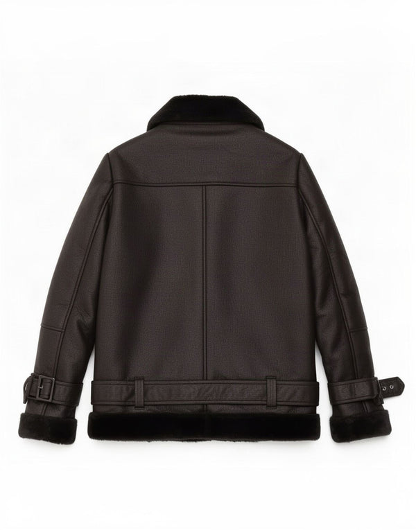 Topshop Chaqueta motera de piel sintética Sherpa extragrande para mujer UK 8 Small Negro