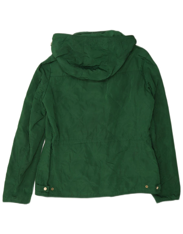 Zara Dame Hooded Quilted Utility Jacket UK 14 Large Green Polyester